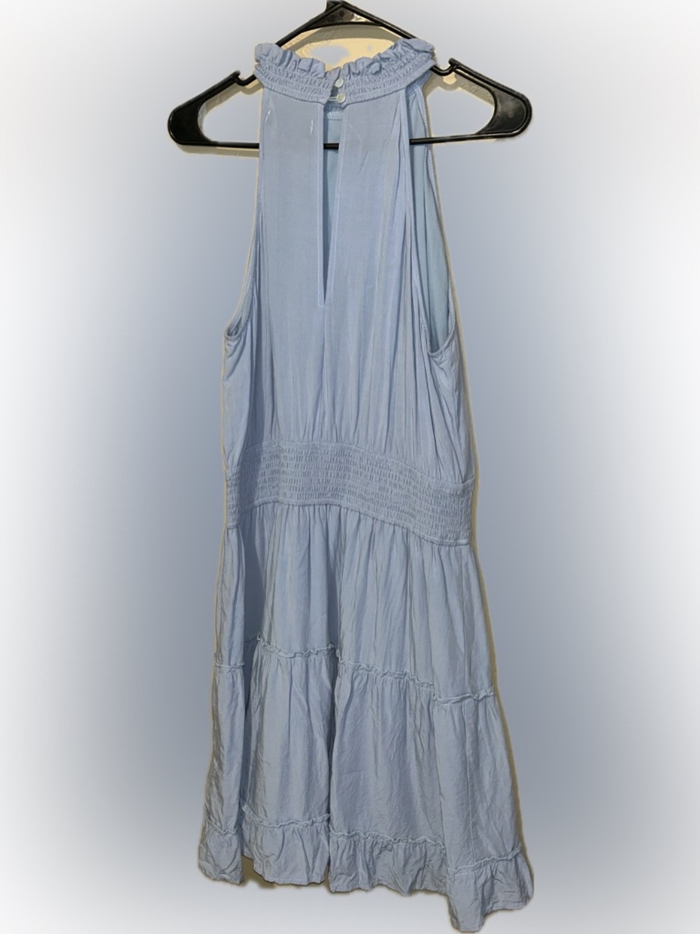 🔥5/$35🔥 Light Blue Boho Halter Tiered Sundress | Size XL - Picture 8 of 11
